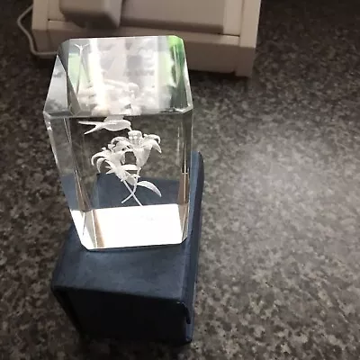 Buy 3D Laser Etched Crystal Glass Solid  Cube Paperweight • 12£