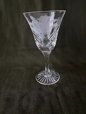Buy Royal Brierley Crystal Etched With Feathers Wine Glass. 9 X 18 Cm. VGC Used. • 18£
