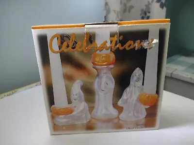 Buy Set Of 3 Halloween Candle Holders Org Box Celebrations Glass3-1/2-5-1/2  Tall • 18.64£