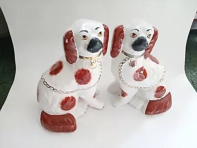 Buy Large Antique  Pair Of Stafforshire Pottery Mantle Dogs - Red • 0.99£