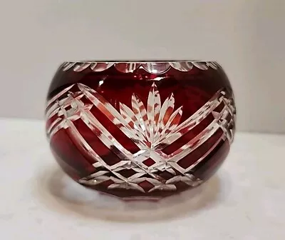 Buy Red Cut To Clear Crystal Glass Votive Candle Holder Bohemian Tea Light 3.5  • 13.98£