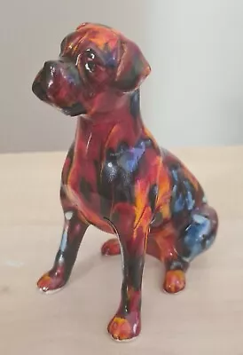 Buy Anita Harris Boxer Dog 5  Pottery Figurine Ceramic Red Orange Blue STUNNING • 59£