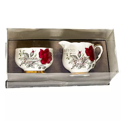 Buy Vintage Royal Stafford Creamer & Sugar Set England 'Roses To Remember' Pattern • 16.49£