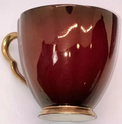 Buy Vintage Carlton Ware Iridescent Dark Red W Gold Trim Tea Cup • 14.44£