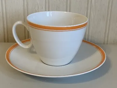 Buy Vintage German Thomas China Cup & Saucer White With Double Orange Stripe • 9.27£