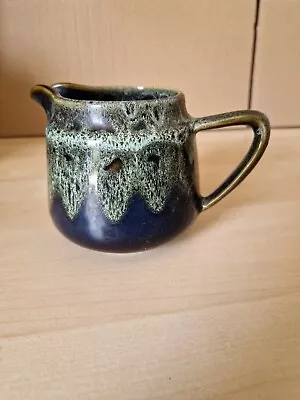 Buy Vintage MCM  Fosters Pottery Milk Jug Honeycomb Green Fat Lava Drip Glaze  • 8.25£