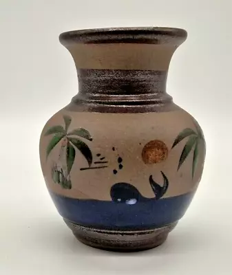 Buy Mexican Stoneware Vase. Mexican Pottery, Hand Painted Whale Scene Tonala • 12.11£