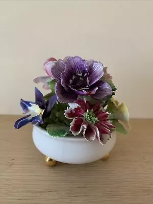 Buy Crown Fine Bone China Staffordshire Flower Bouquet On Three Legged Pot • 15£