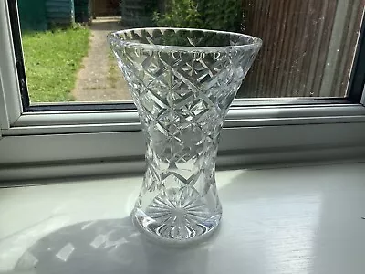 Buy Vintage Hand Facet Cut Lead Crystal Diamond Pattern Bevelled Trumpet Vase 5  • 5.99£