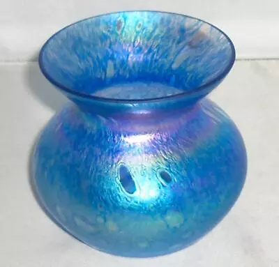 Buy Pretty Small Vintage Iridescent Blue Heron Glass Posy Vase • 11.99£