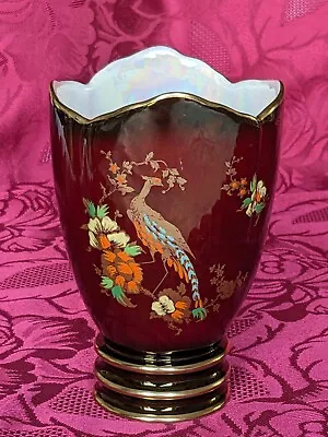 Buy 1950 Carlton Ware Rouge Royale Oriental Floral Bird Vase Mum Grandma Birthday • 9.45£