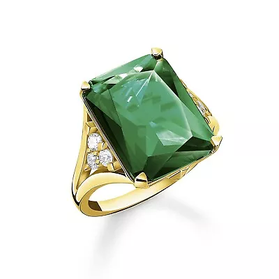 Buy Thomas Sabo Jewelry Women's Ring Green Stone TR2339-971-6 • 150.15£