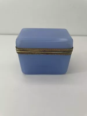 Buy Antique French Or Italian Glass Blue Trinket Casket Box • 302.88£