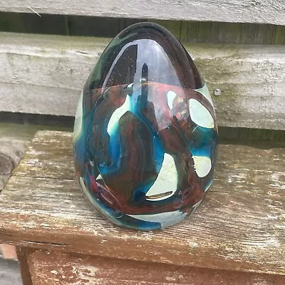 Buy Mdina Art Glass Egg Shaped Paperweight Green Blue Maltese Signed • 20£