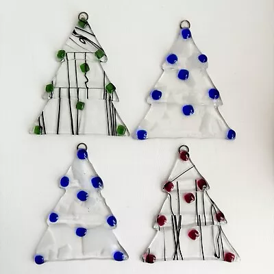 Buy 4 Art Glass Christmas Tree Ornaments Stained Glass Sun Catcher Modern Pop Art • 16.77£