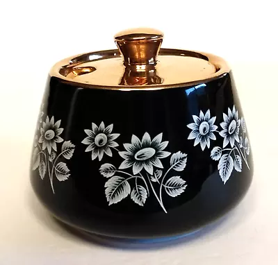 Buy Prinknash Pottery Black & Gold Condiment /Sugar Bowl Gloucester England • 23.29£