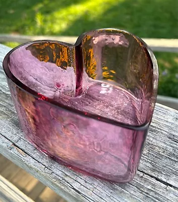 Buy Vintage Pilgrim Glass Heart-Shaped Cranberry Dish Bowl • 29.82£