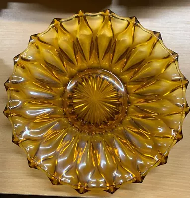 Buy *RARE* VINTAGE GOTHIC AMBER GLASS SUNBURST 29.5cm WIDE 1.3kg LARGE BOWL (P8) AB • 16.99£