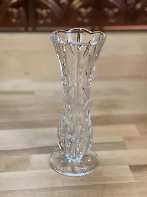 Buy Fluted Hourglass Bud Vase Lead Crystal Cut Glass 8” Tall 3” Wide Star Base • 27.95£