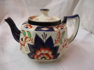 Buy Antique England Burslem H. J. Wood Pottery Teapot Rust & Blue Derby Style • 13.97£