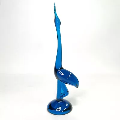 Buy Viking Glass Long Neck Heron Bird Egret Crane 10.5  MCM Figurine Blue READ • 44.83£
