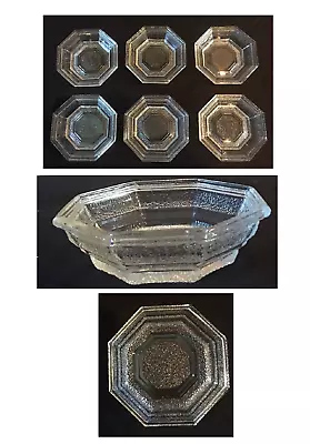 Buy VINTAGE Anchor Hocking Glass Bowls 6.25  Clear HEXAGON 6-Piece Set • 30.64£