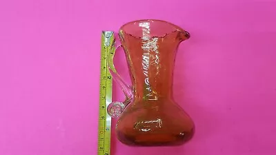 Buy RARE Vintage BLENKO Glass Gold Water Picture - 5-1/2  Tall ,, CRACKLE TEXTURE ?  • 9.34£