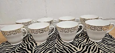 Buy 8 X Vintage Royal Adderley Bone China Gold Chinz Daisies Tea Cups • 1£