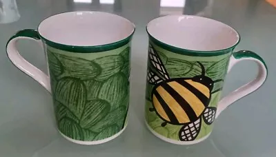Buy Rare Ransat Pottery Elizabeth Smythe Bumble Bee Mugs X 2 Bone China • 19.99£