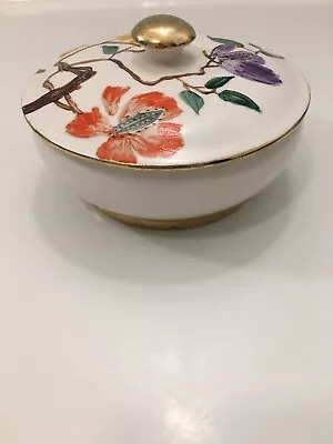 Buy Vintage H. J. Wood Ltd. Lided Trinket Dish Burslem Bohemian Flowers Hand Painted • 23.34£