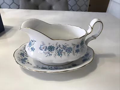 Buy 29). Vintage Colclough BRAGANZA Gravy Boat And Saucer Blue And White • 12£