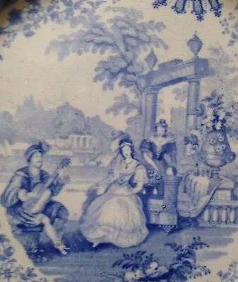 Buy Spanish Beauties,Royal Manufactory TRANSFER PLATE BLUE WHITE 1835 24.5cm Antique • 29£