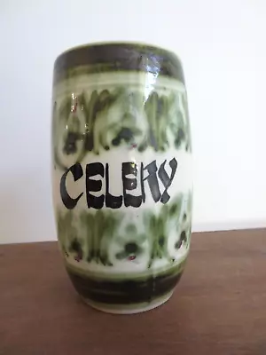 Buy GUERNSEY POTTERY Celery Jar Studio Moulin Huet Green Vintage Retro • 6.99£