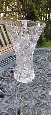 Buy Cut Glass Vase Clear 21cm High 12.5cm Wide Heavy 1.15kg • 10£