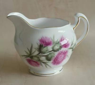Buy Colclough England Thistle Bone China White Milk / Cream Jug Floral Pink Flower  • 5£