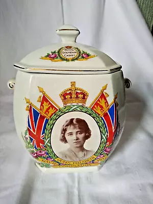 Buy Vintage Ringtons Malingware Tea Caddy George VI Queen Elizabeth Coronation 1937 • 20£