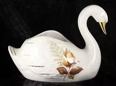 Buy Kernewek Cornwall Pottery With Rose Pattern Swan Planter 5.5 Inches Tall • 3£