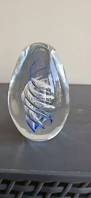 Buy Vintage Glass Egg-shaped Paperweight Swirl Blue  • 12.99£