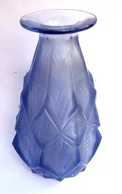 Buy Sabino Art Deco Signed Opalescent Blue Diamond Vase • 413.85£