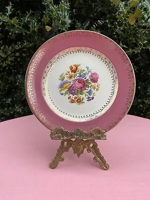 Buy 💐 Vintage Crownford China Burslem Rose Bouquet Ornated Pink & Gold Plate 20 Cm • 22.99£