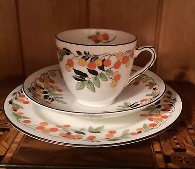 Buy Vintage 1920's Royal Doulton Cherries Pattern Tea Cup & Saucer  & Plate Trio • 17£