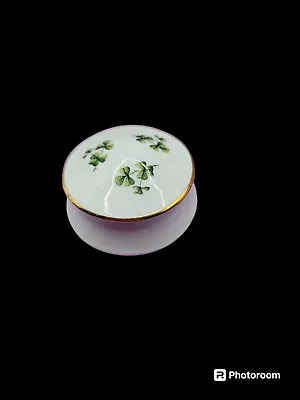 Buy Vintage Royal Tara Fine Irish Bone China Shamrocks Round Trinket Box With Lid • 14.94£