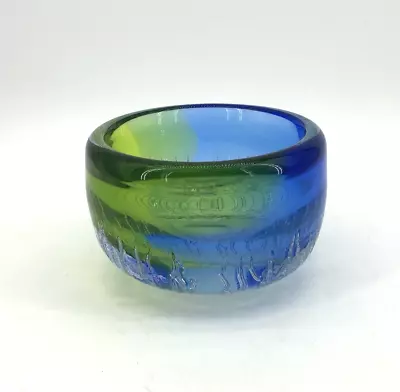 Buy Vtg Kosta Boda Goran Warff Circa Blue Green Crackle Glass Bowl Signed 5.5  • 144.45£