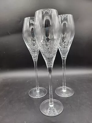 Buy 3 Pier One REFLECTIONS Clear Crackle Fluted Champagne Glass Excellent • 41.94£