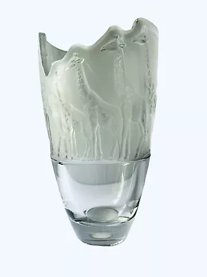 Buy Vtg Natchmann Safari Series Giraffe On Parade Frosted Clear Large Crystal Vase • 232.98£