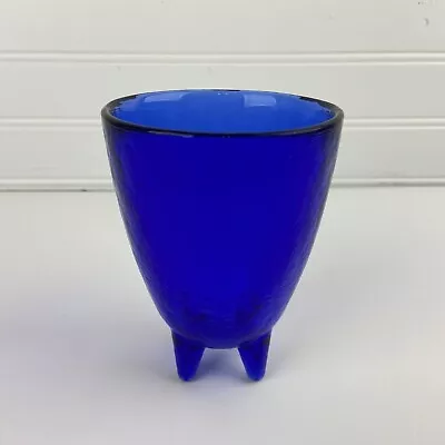 Buy Effetre Murano Cobalt Blue Pebbled Art Glass 4 Footed Vase Rocks Drinking Glass • 41.94£