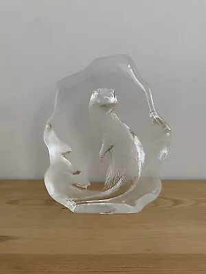 Buy Mats Jonasson GLASS ART  Swedish Lead Crystal Otter Large Ornament Paper Weight • 20£