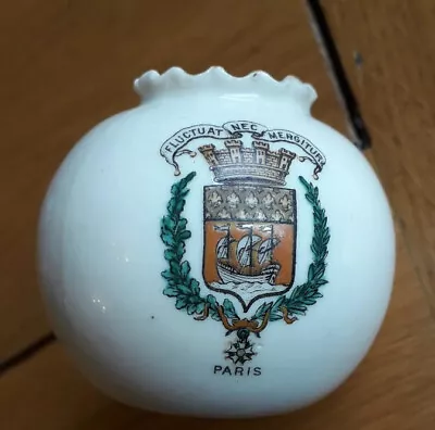 Buy WH Goss Crested Ware Paris Coat Of Arms Bowl Frilled Top 4cm High • 6£