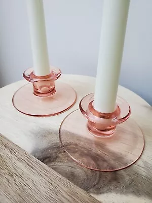 Buy Vintage Pink Depression Glass Candle Holders • 27.96£