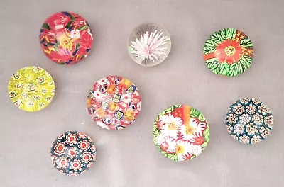 Buy Group Of 8 Different Unsigned Millefiori Or Similar Glass Paperweights • 30£